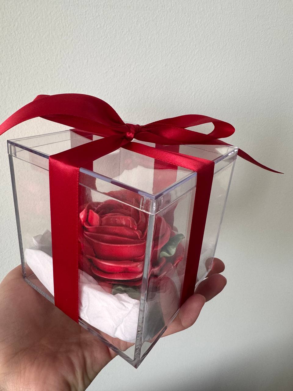Premium Vanilla Marshmallow Rose in Acrylic Gift Box