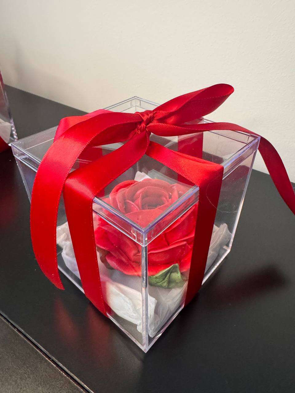 Premium Vanilla Marshmallow Rose in Acrylic Gift Box