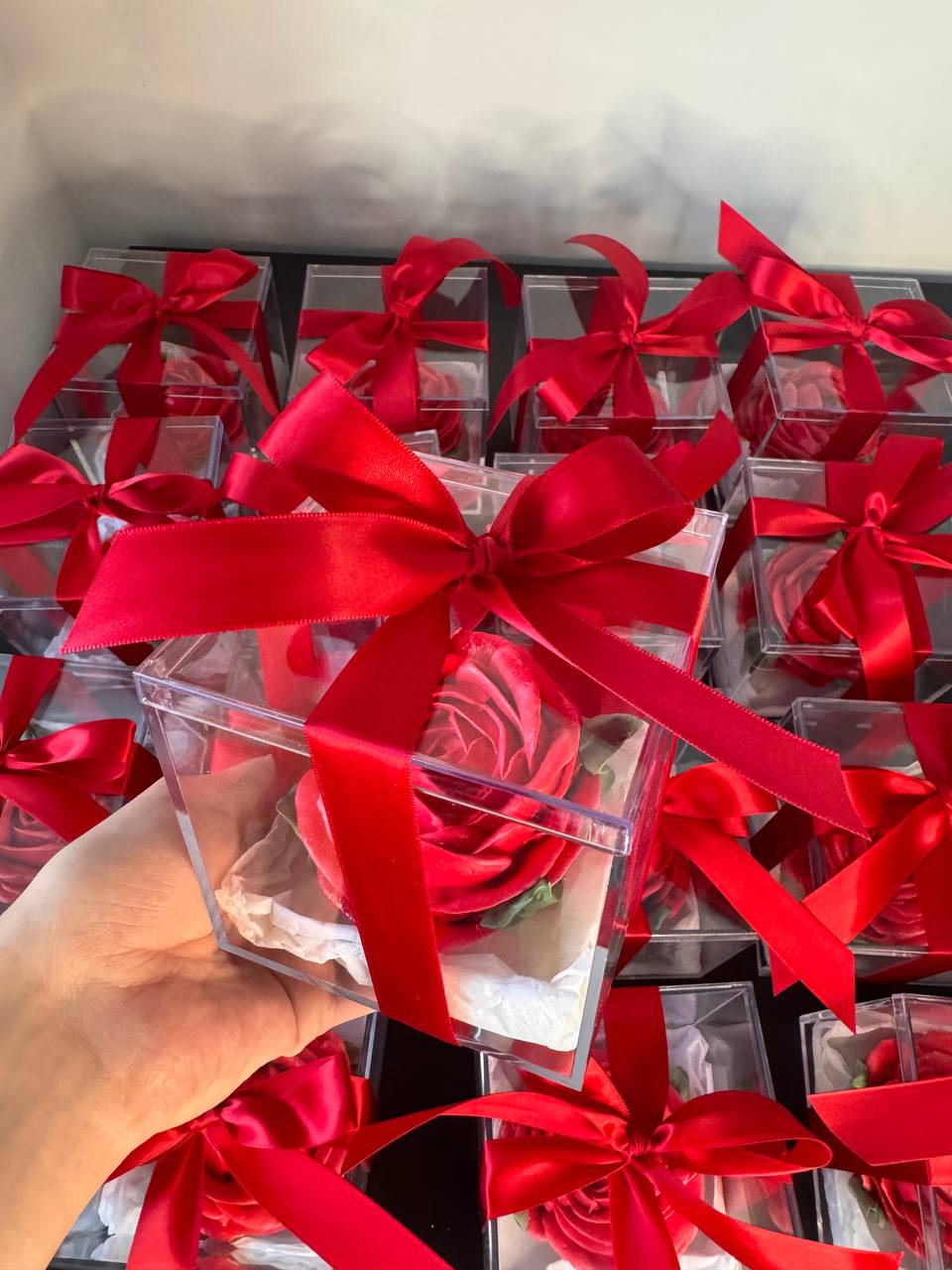 Premium Vanilla Marshmallow Rose in Acrylic Gift Box