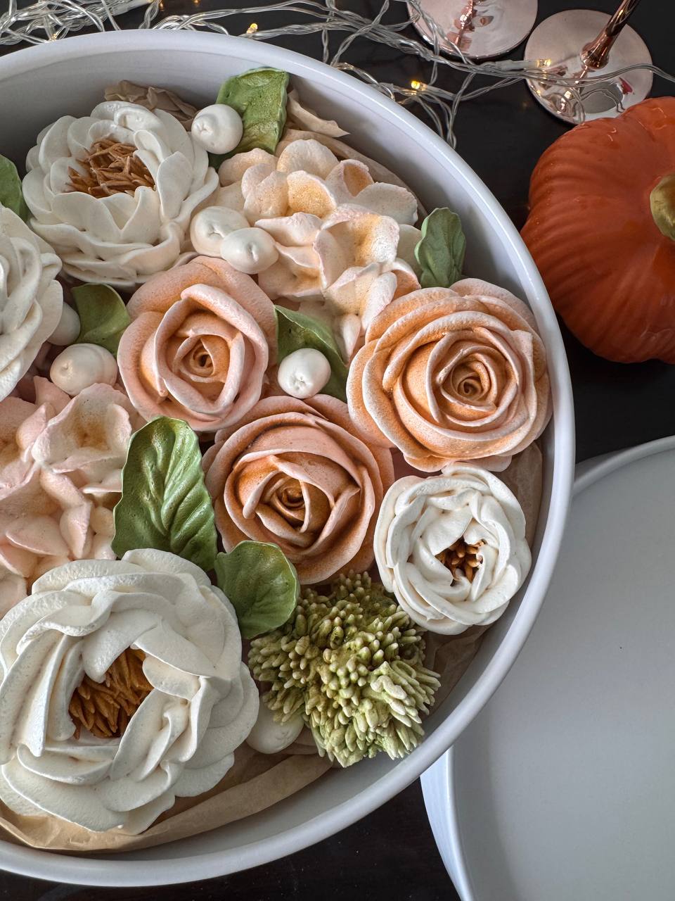 Soft Beige Marshmallow Flower Arrangement (25 cm)